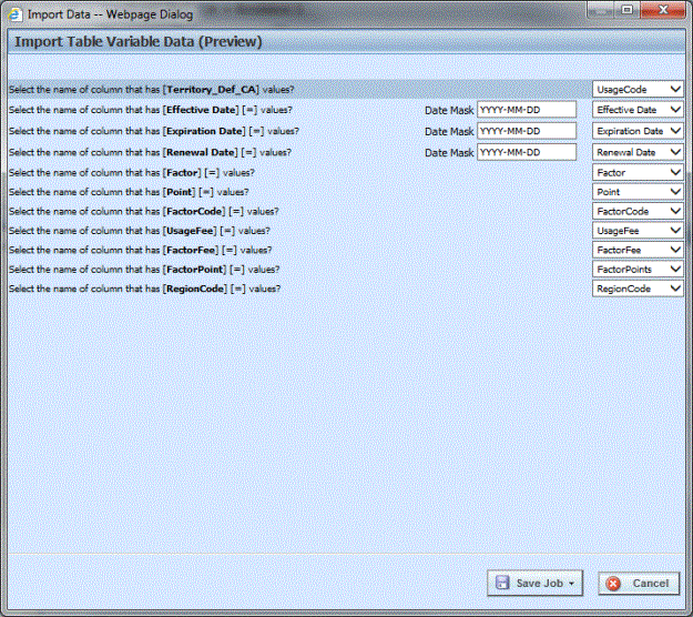 Previewing Data File with Manual Matching Required